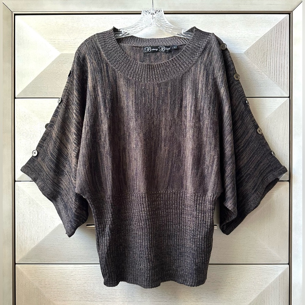 BRITTANY BLACK WOMEN'S BROWN KNIT TOP SWEATER -SIZE L